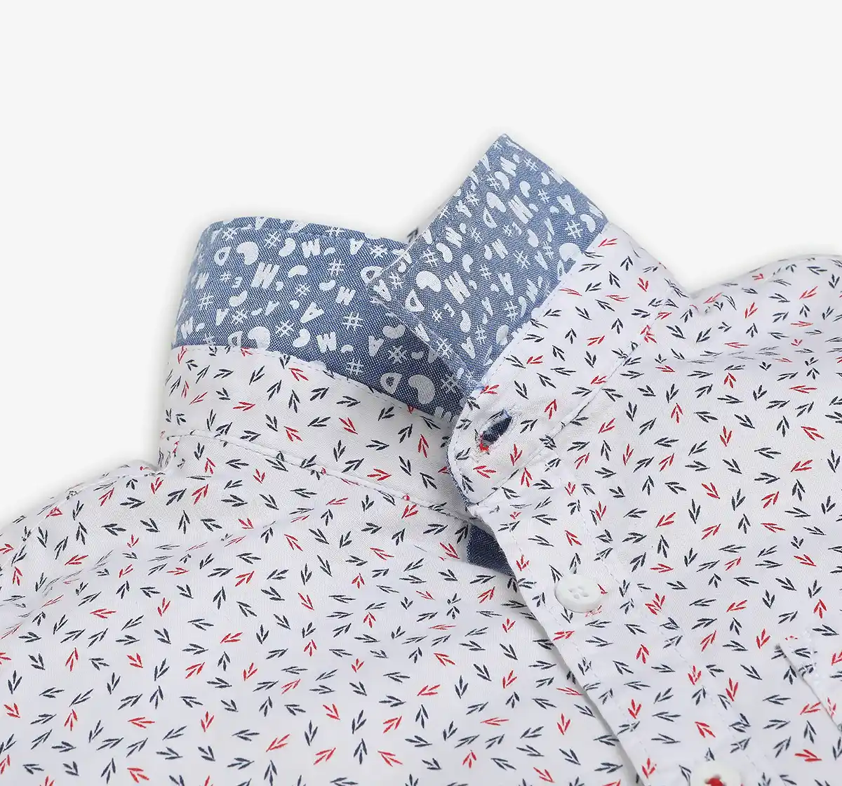 Boys Printed 100% Cotton Shirt - White