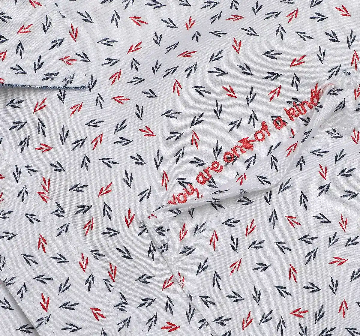 Boys Printed 100% Cotton Shirt - White