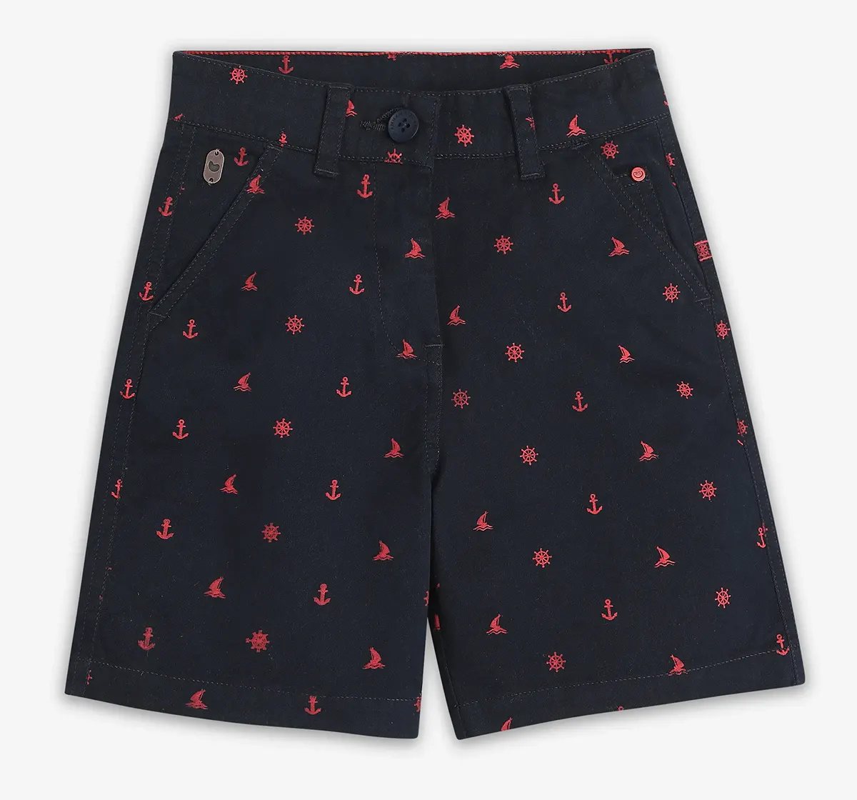 Boys Embroidered Shorts - Navy