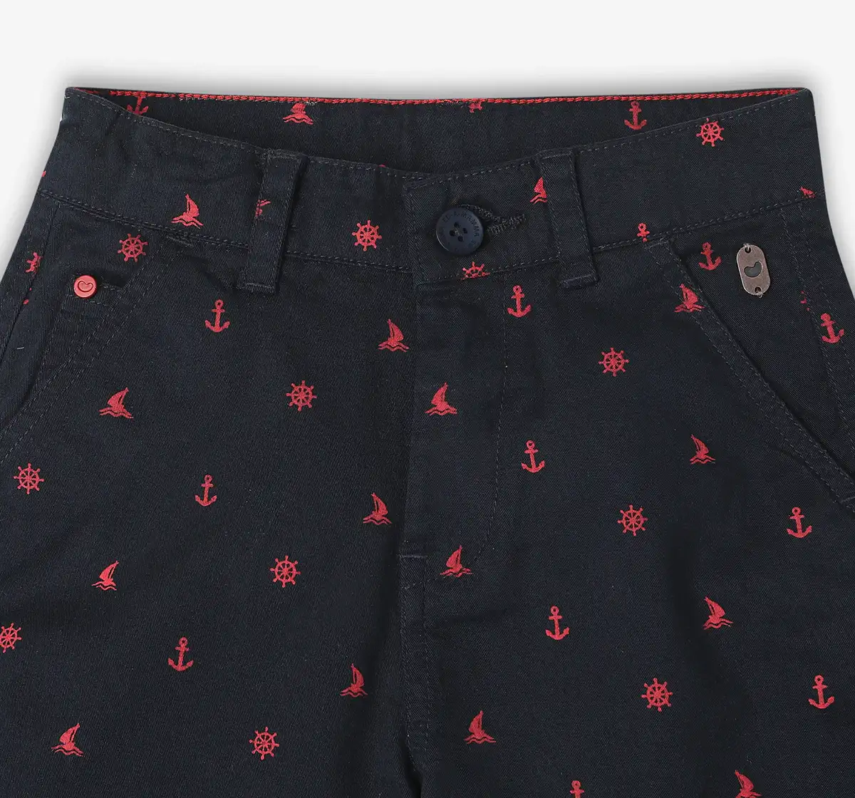 Boys Embroidered Shorts - Navy
