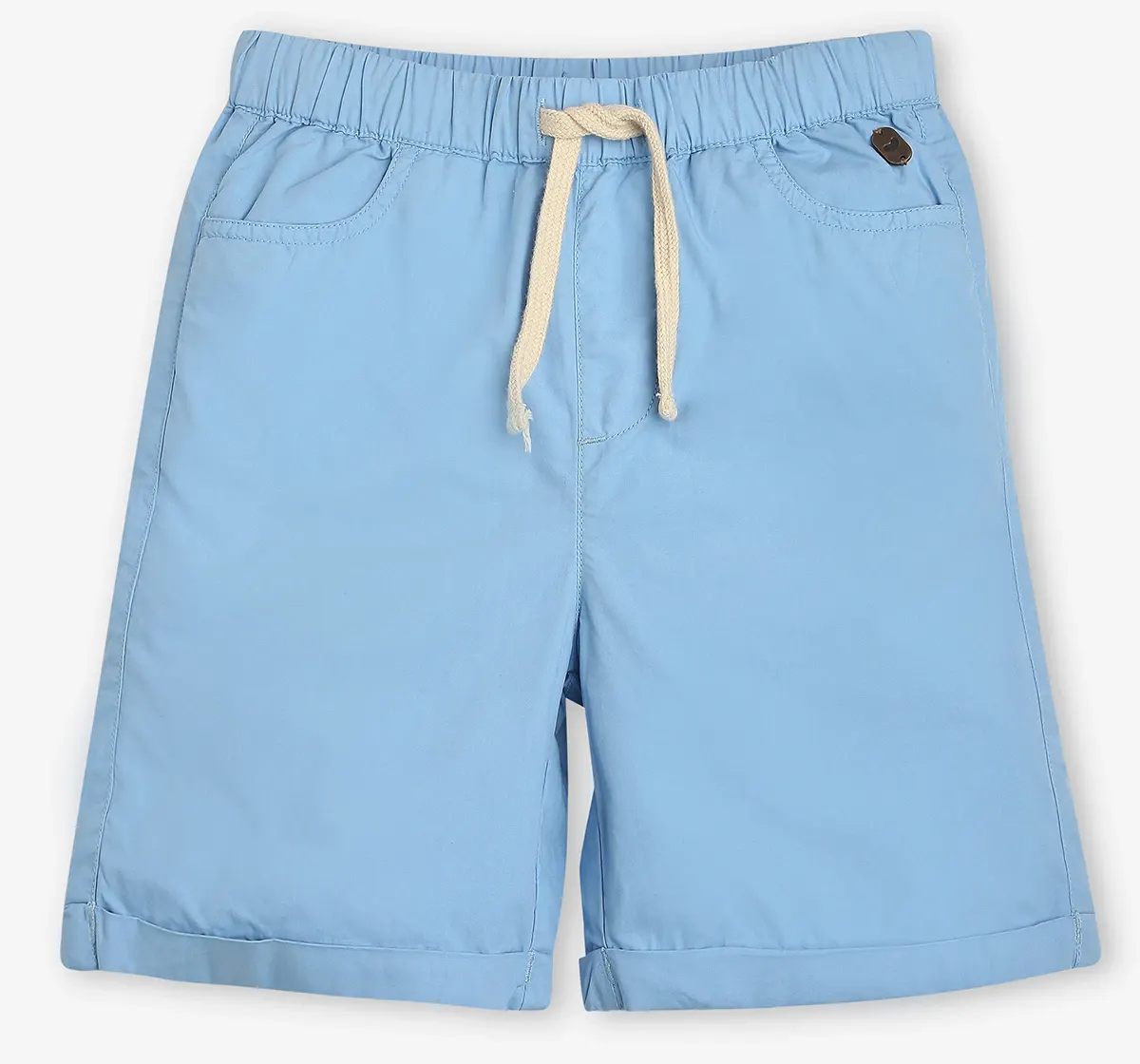 Boys Cotton Solid Shorts - Blue
