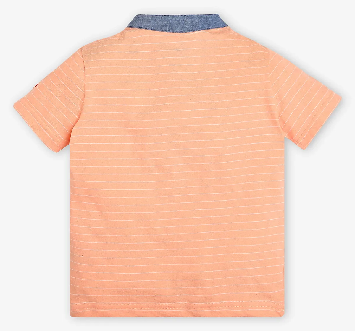 Boys 100% Cotton Striped T-Shirt - Peach