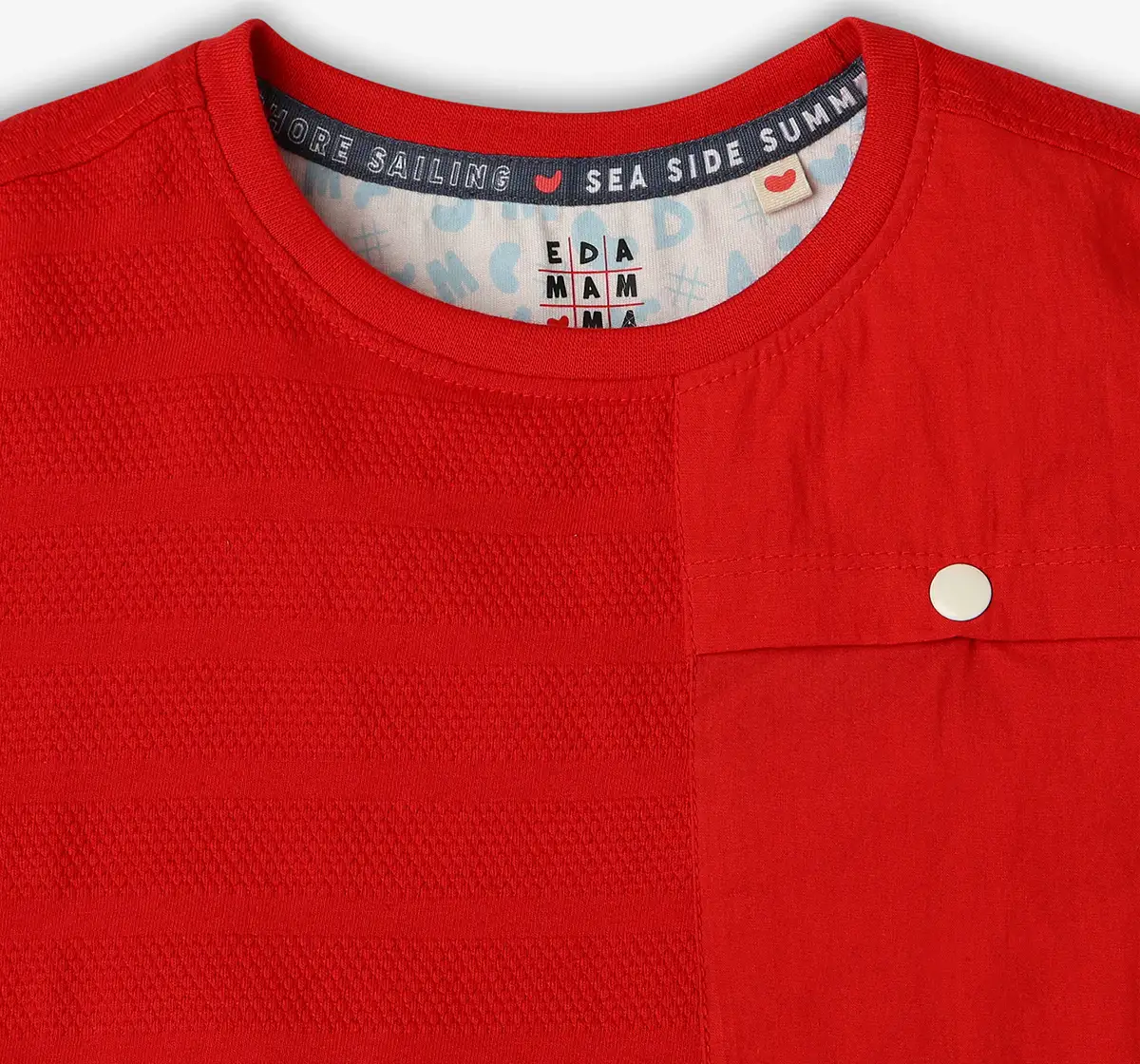 Boys Striped 100% Cotton T-Shirt - Red