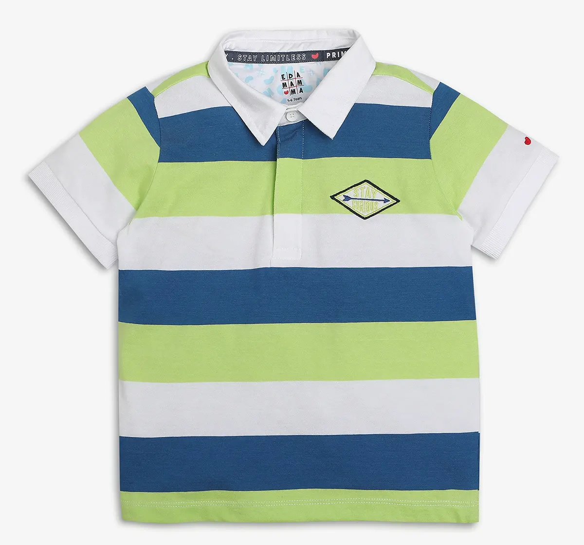 Boys 100% Cotton Striped Polo T-Shirt - Multicolor