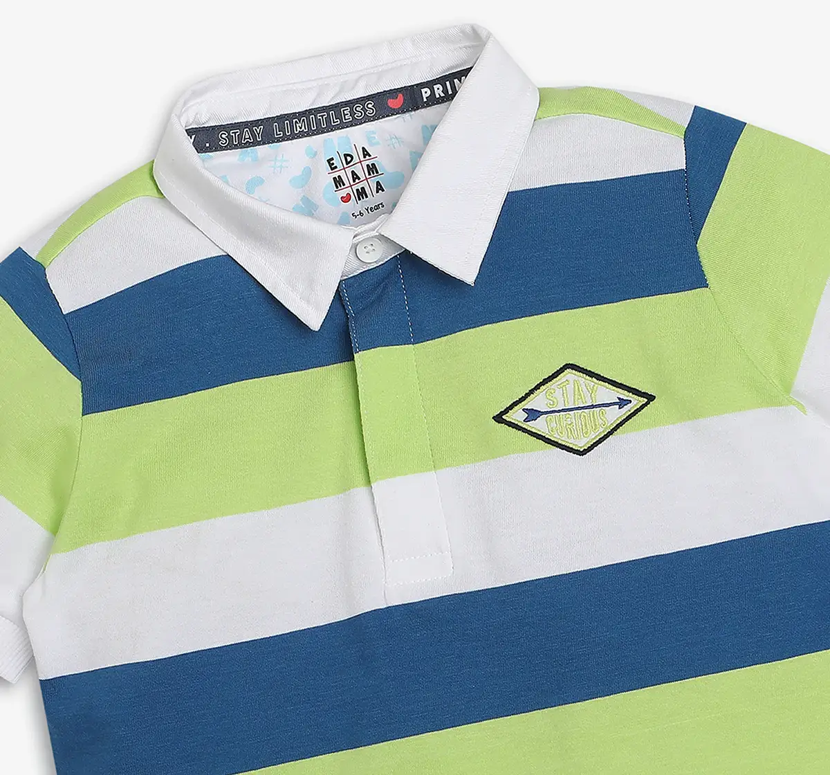 Boys 100% Cotton Striped Polo T-Shirt - Multicolor