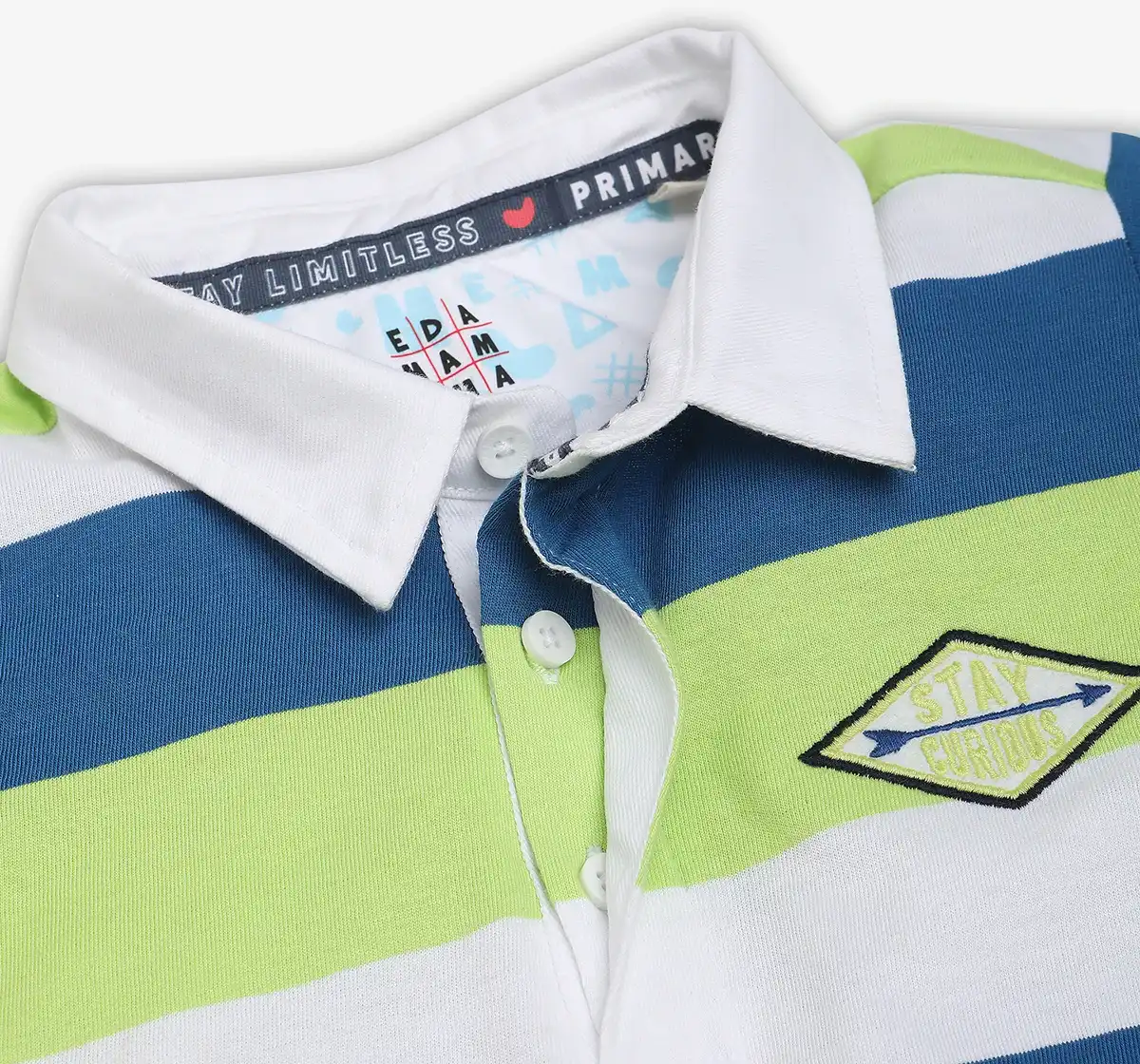 Boys 100% Cotton Striped Polo T-Shirt - Multicolor