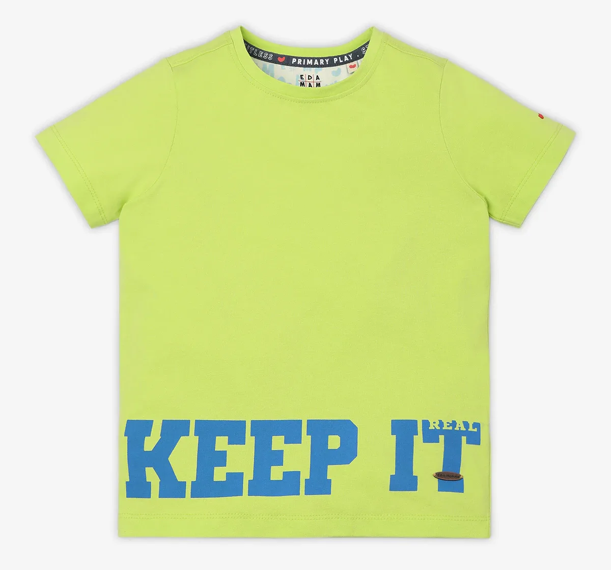 Boys Printed 100% Cotton T-Shirt - Lime