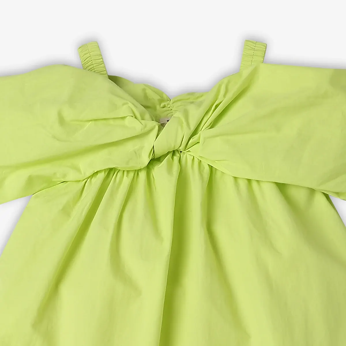 Girls 100% Cotton Knotted Dress - Green