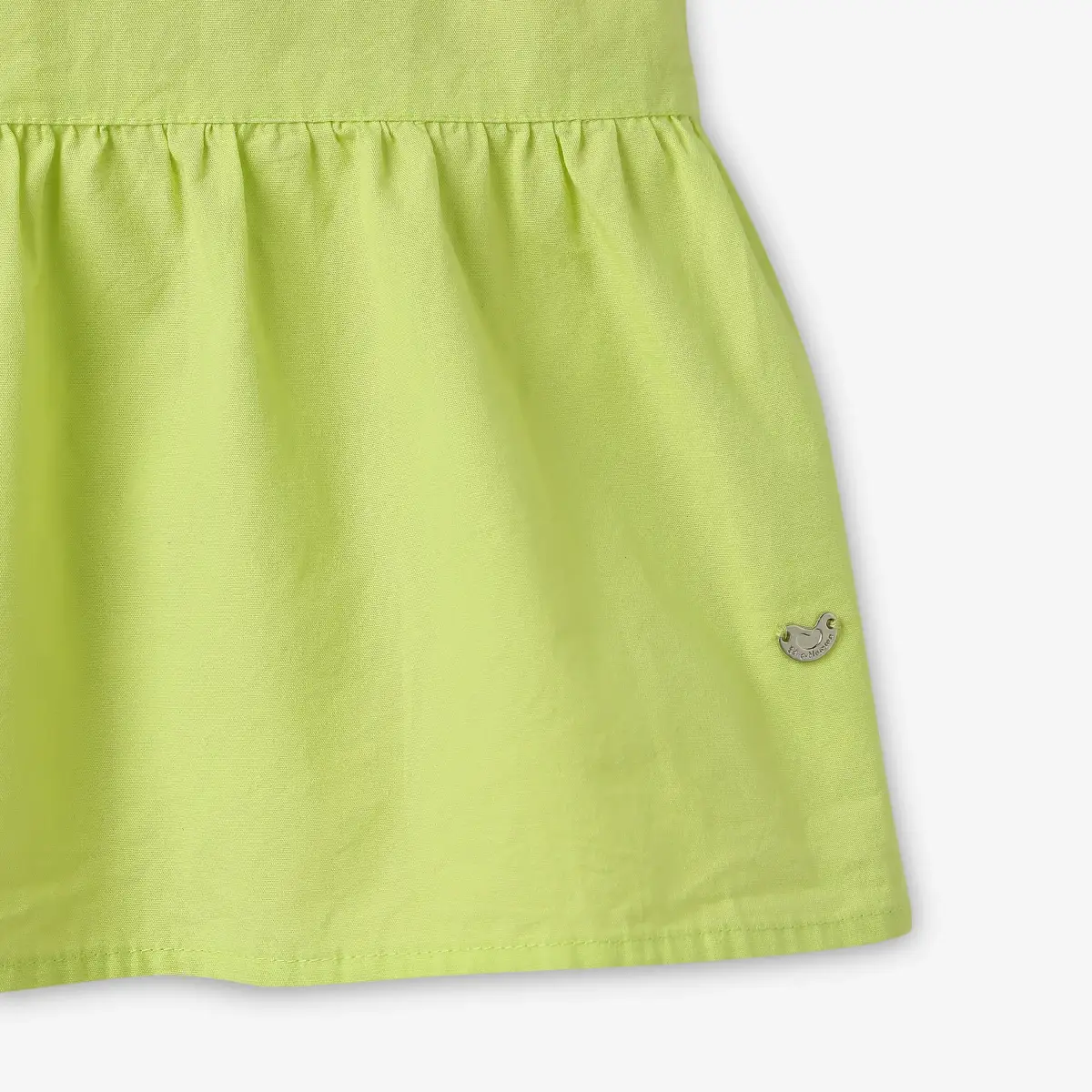 Girls 100% Cotton Knotted Dress - Green