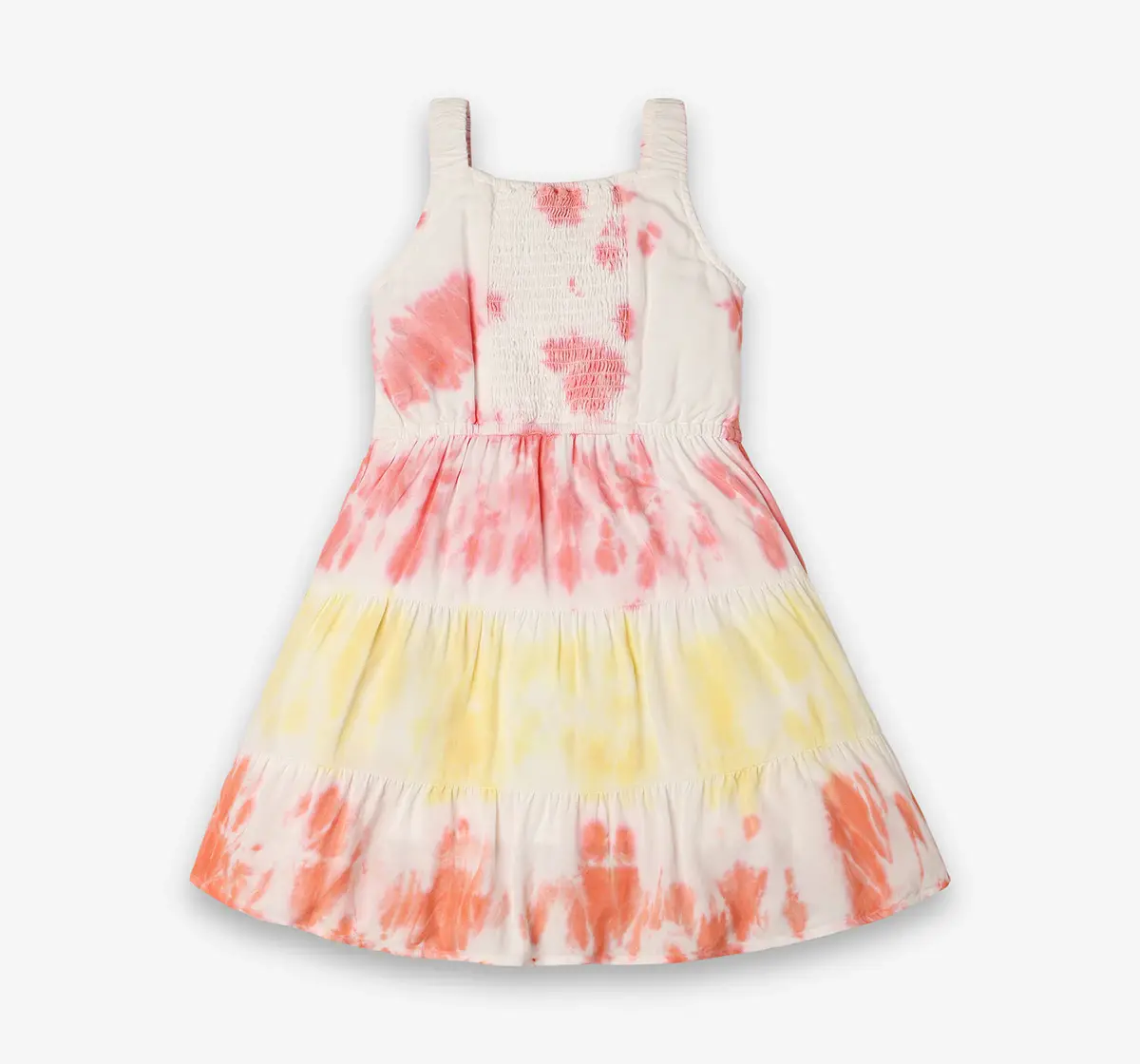 Girls Printed 100% Cotton Dress - Multicolour