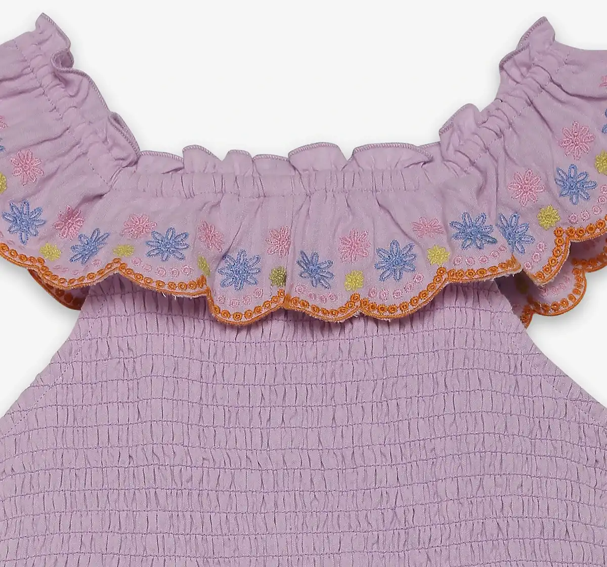 Girls Smocked and Embroidered Dress- Lavender