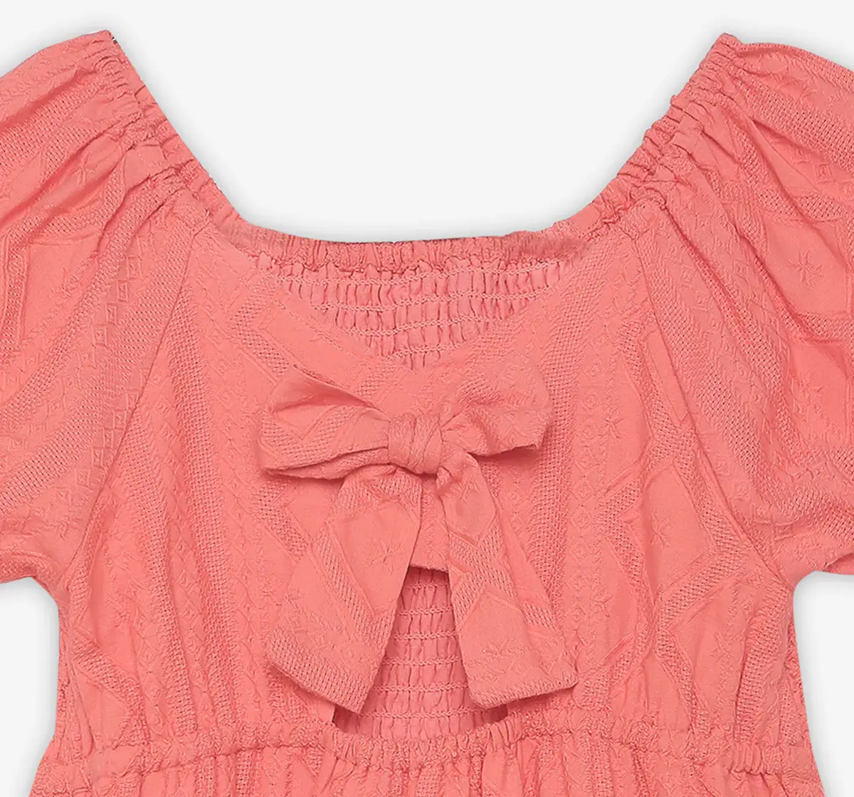 Girls 100% Cotton layered Dress - Coral