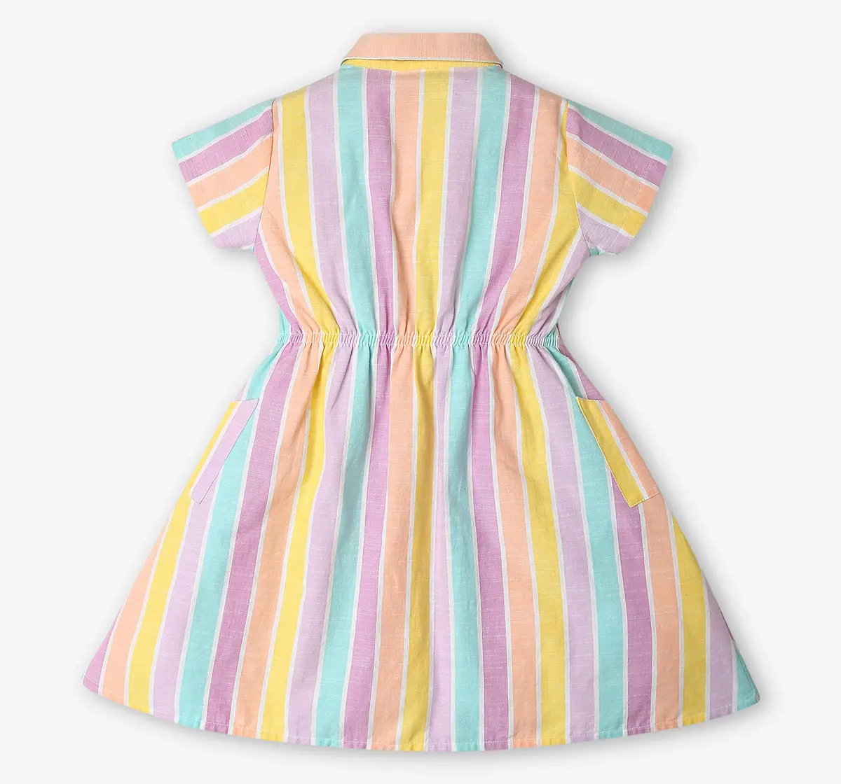 Girls 100% Cotton Shirt Dress - Multicolour