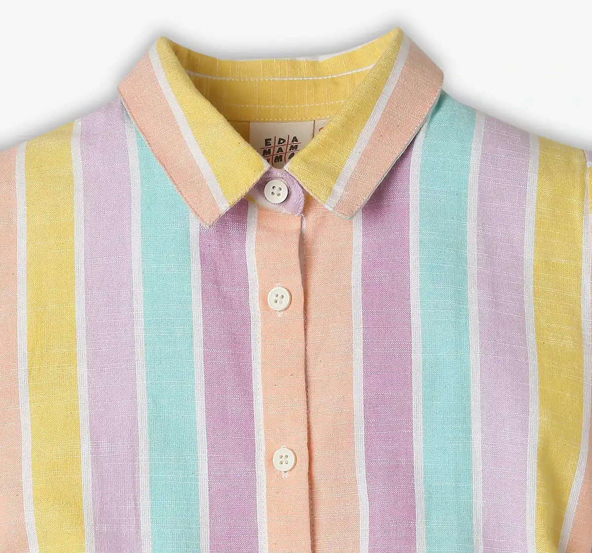 Girls 100% Cotton Shirt Dress - Multicolour