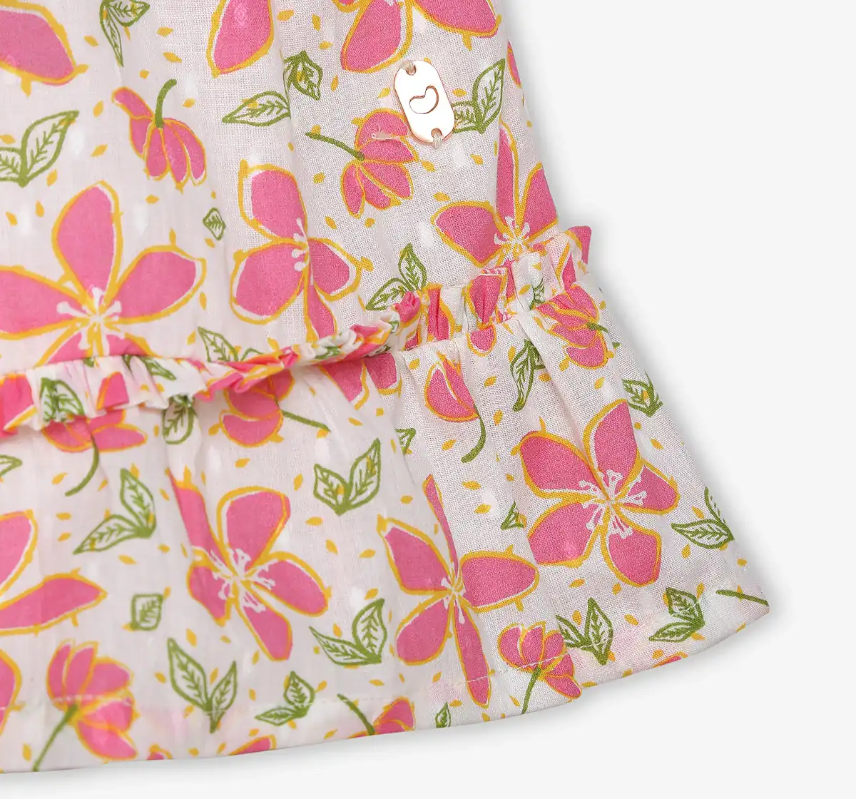 Girls Smocked Printed Dress - White