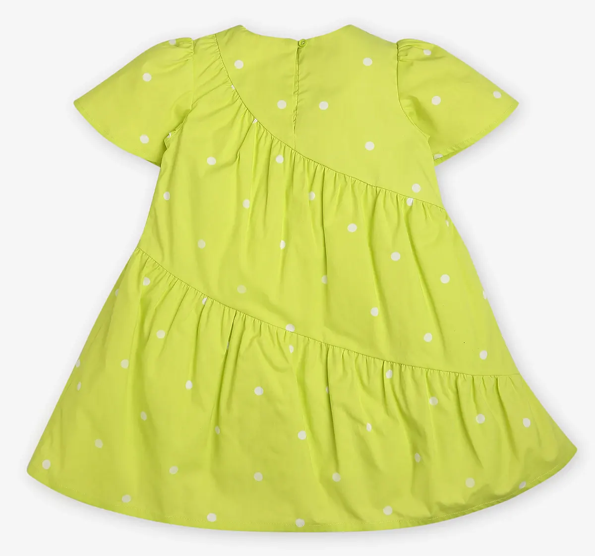 Girls Asymmetric All Over Printed Dress - Green