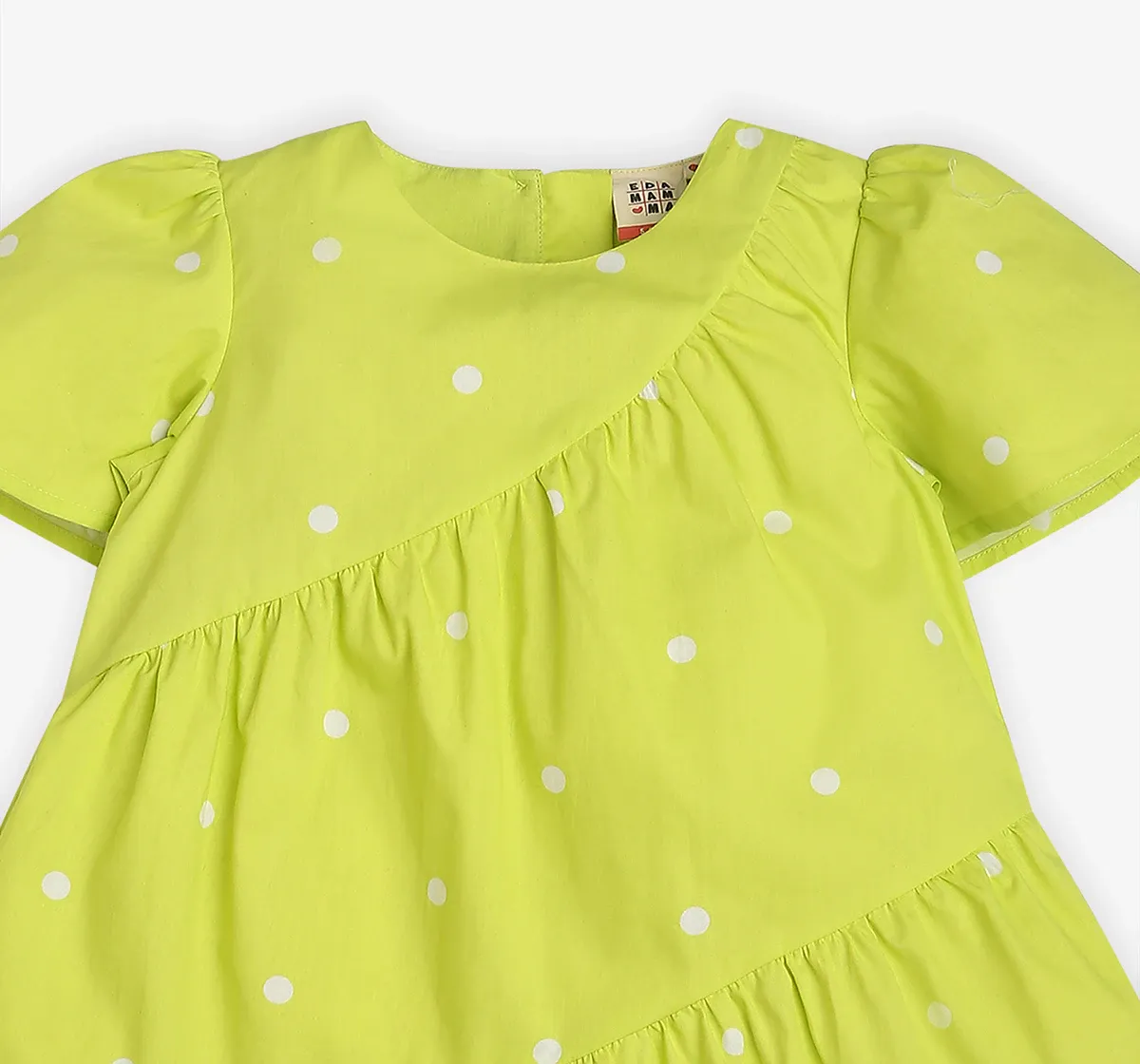 Girls Asymmetric All Over Printed Dress - Green