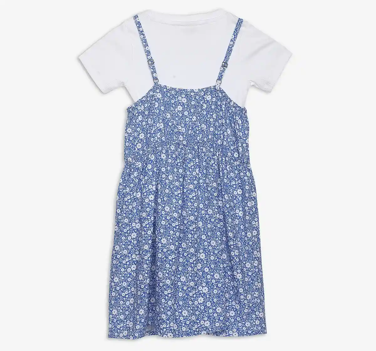 Girls Strappy Dress With Tshirt - Blue