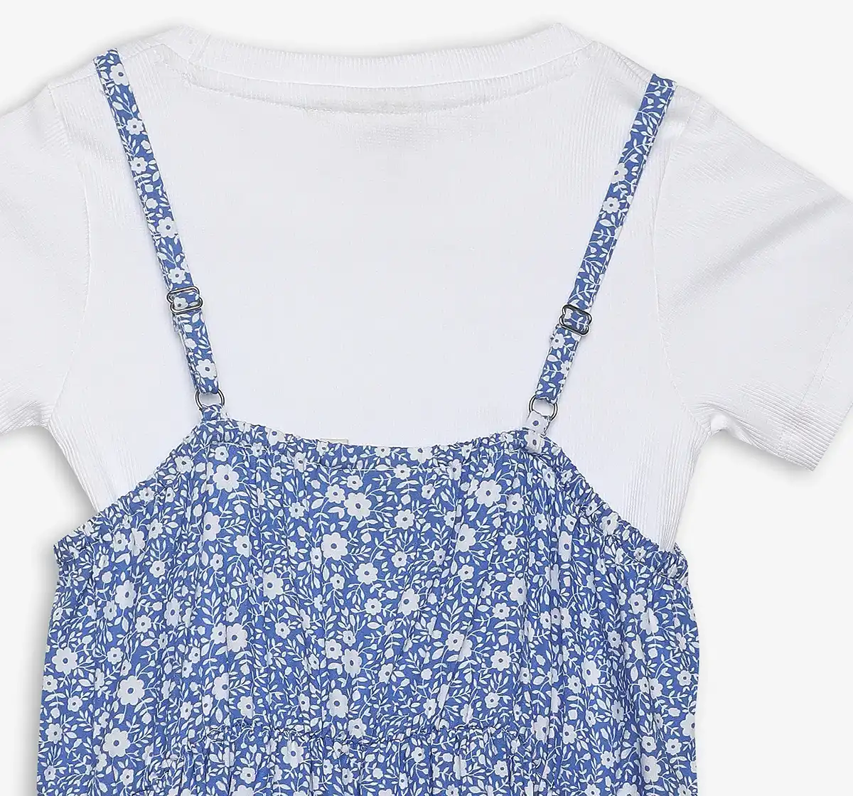 Girls Strappy Dress With Tshirt - Blue