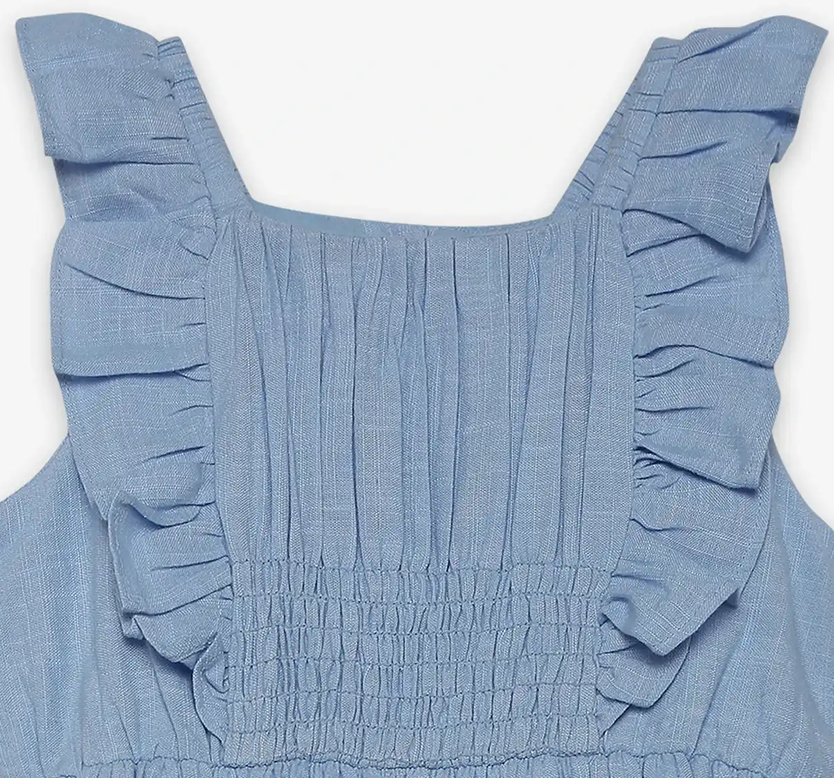 Girls Schiffli Embroidered Dress- Blue