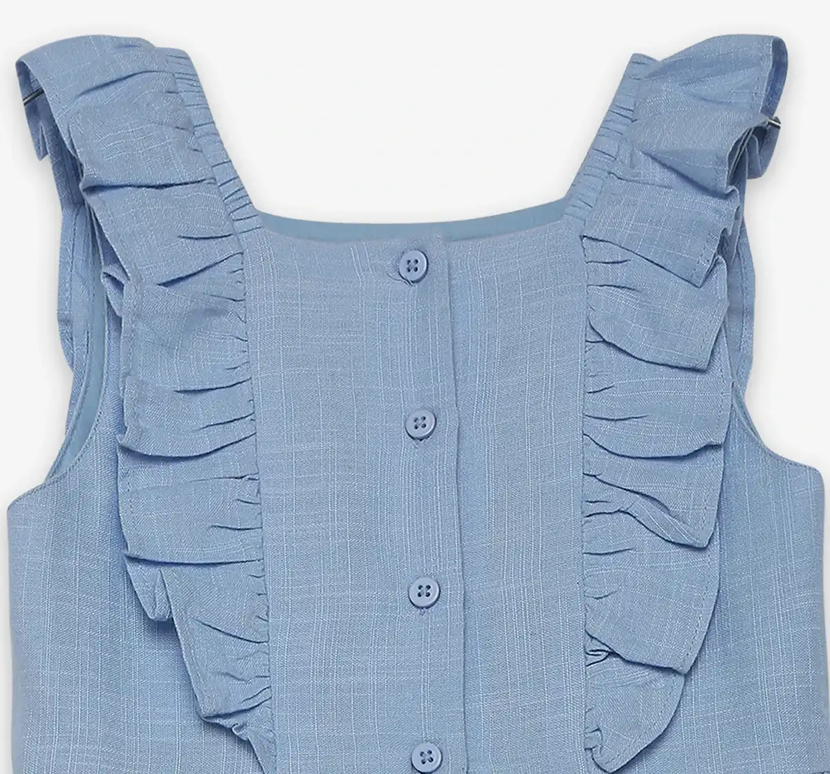 Girls Schiffli Embroidered Dress- Blue