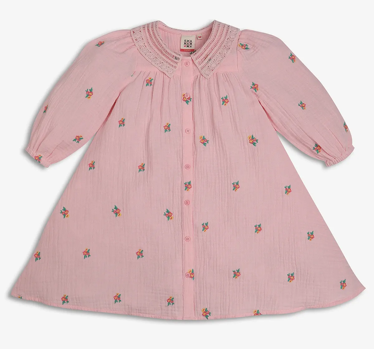 Girls Embroidered Dress - Pink