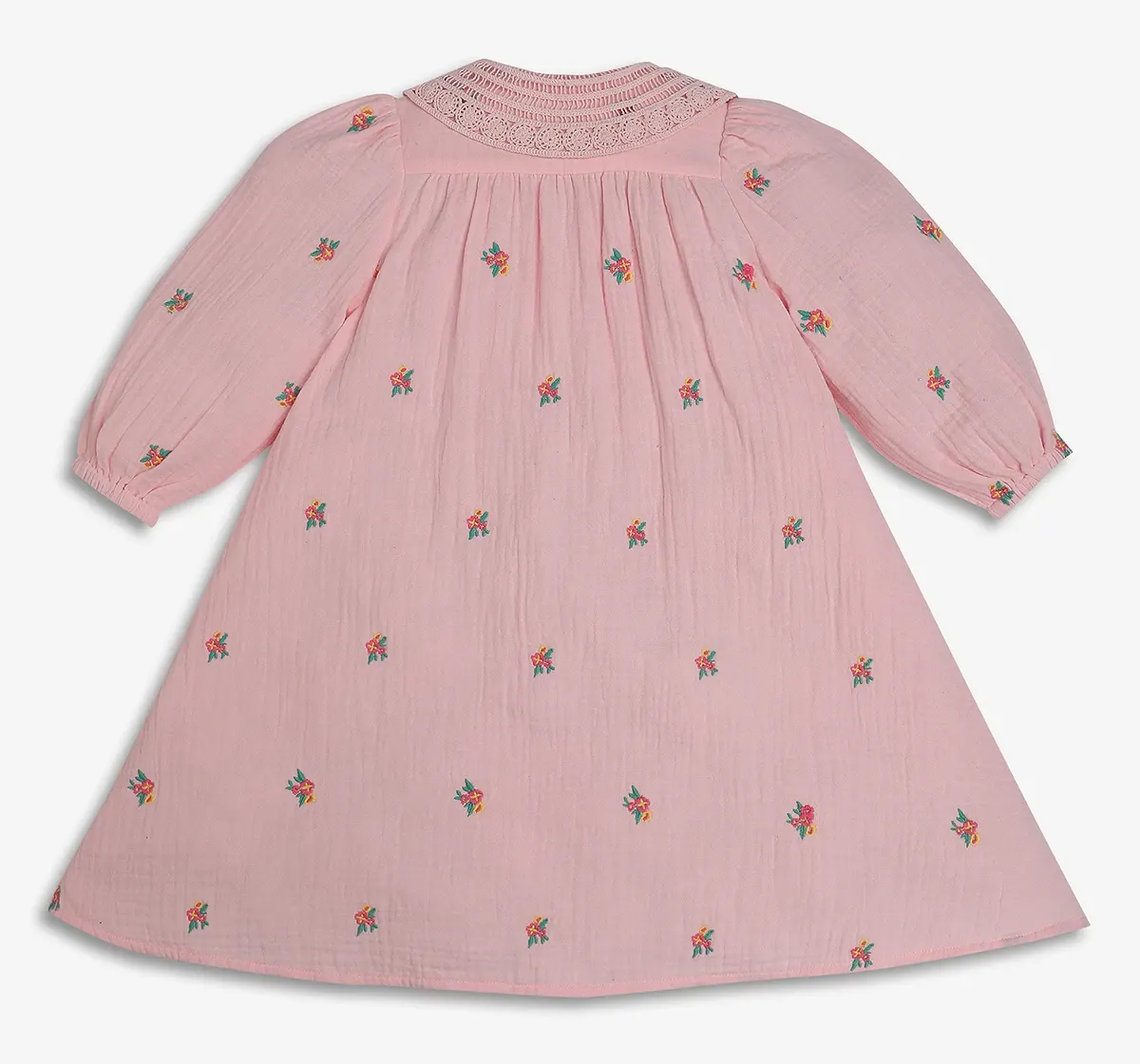Girls Embroidered Dress - Pink