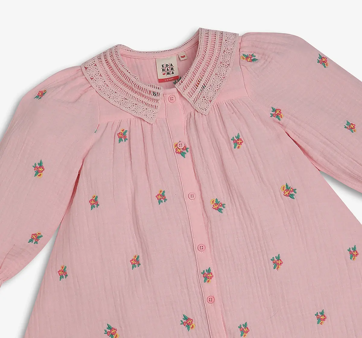 Girls Embroidered Dress - Pink