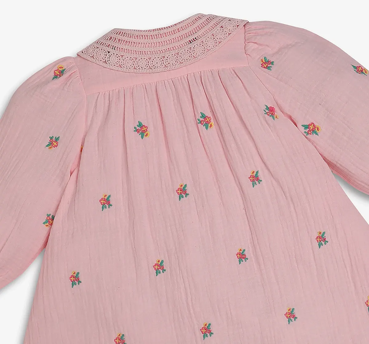 Girls Embroidered Dress - Pink