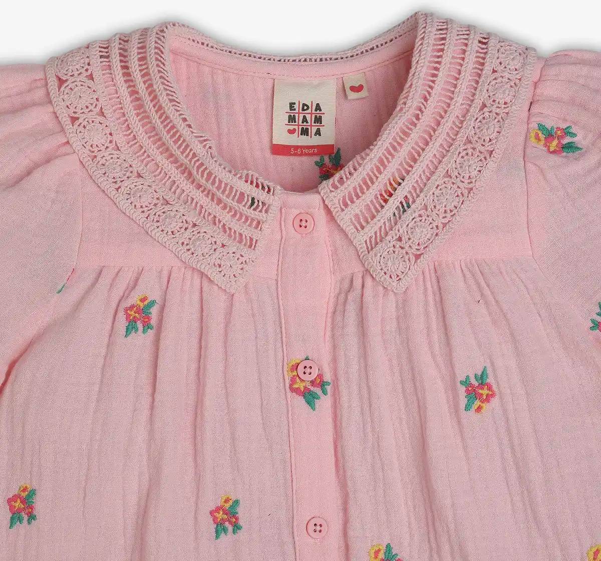 Girls Embroidered Dress - Pink
