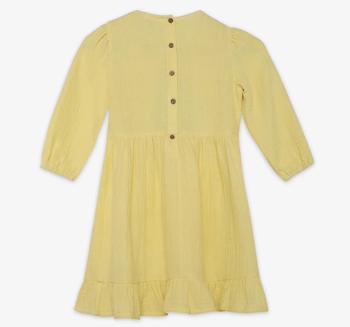 Girls Embroidered Dress - Yellow