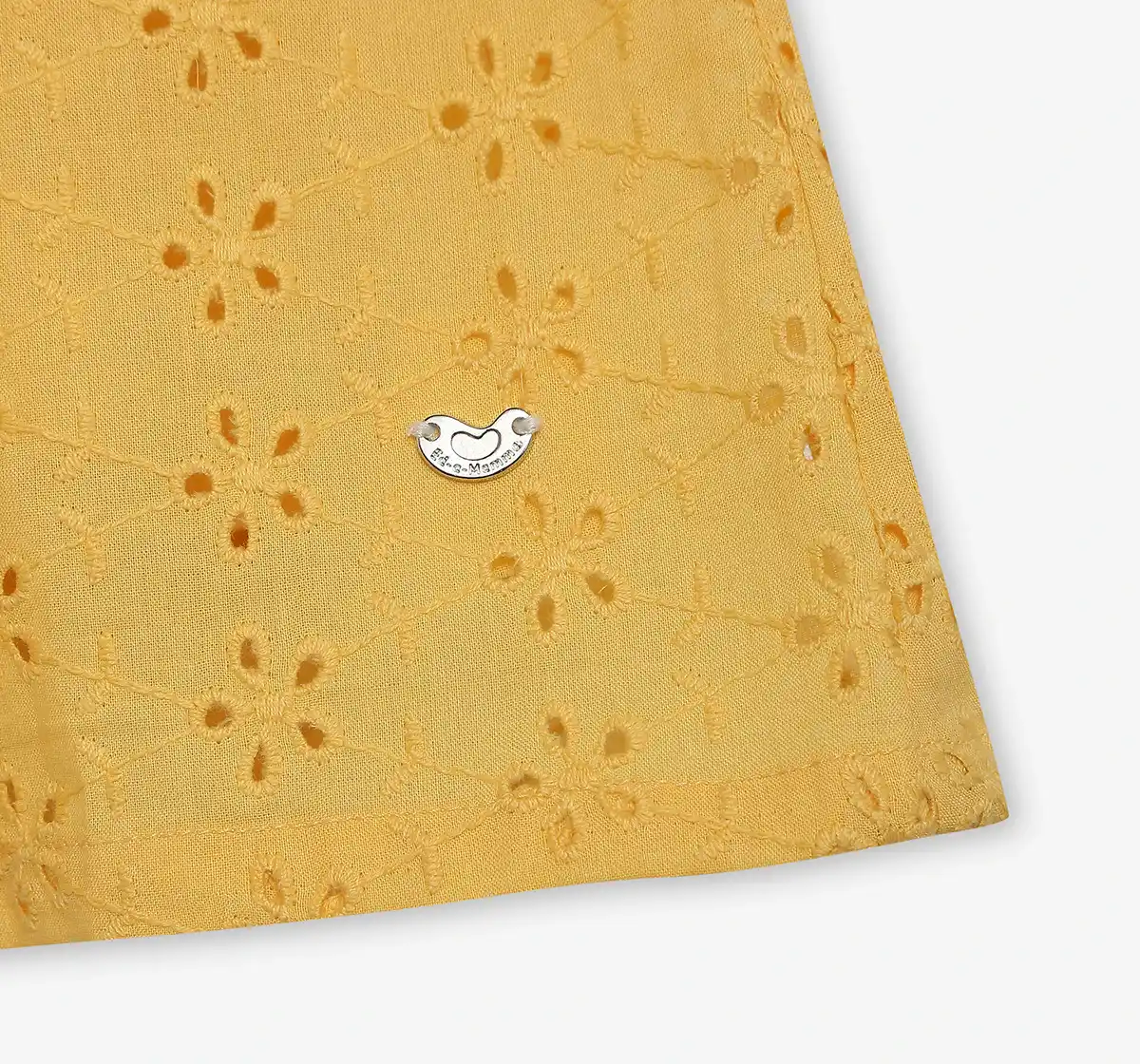 Girls Schiffli Embroidered Dress- Yellow