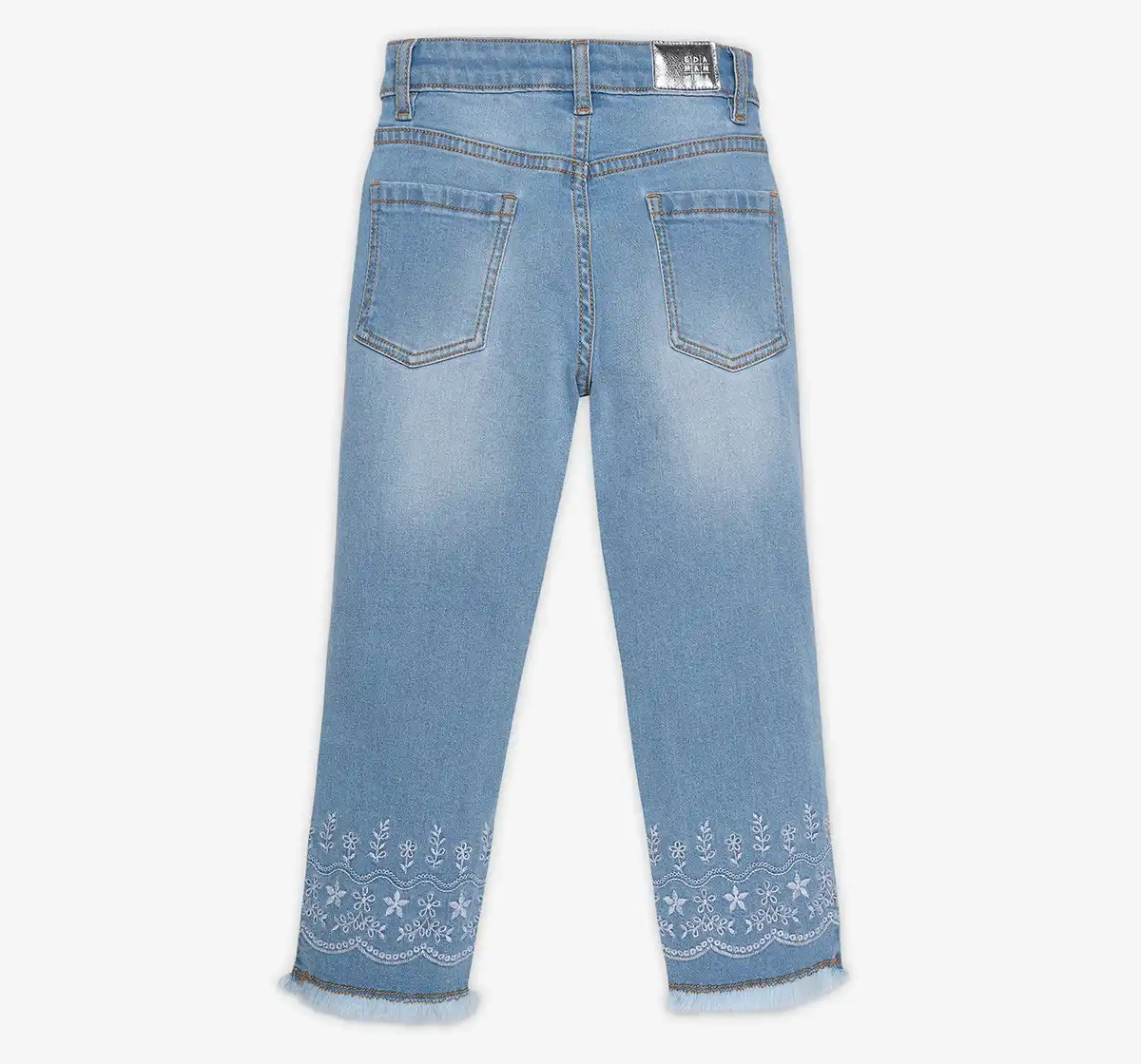 Girls Embroidered Denim Jeans - Blue