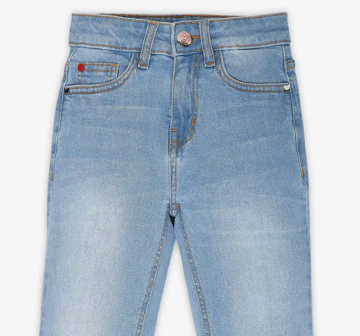 Girls Embroidered Denim Jeans - Blue