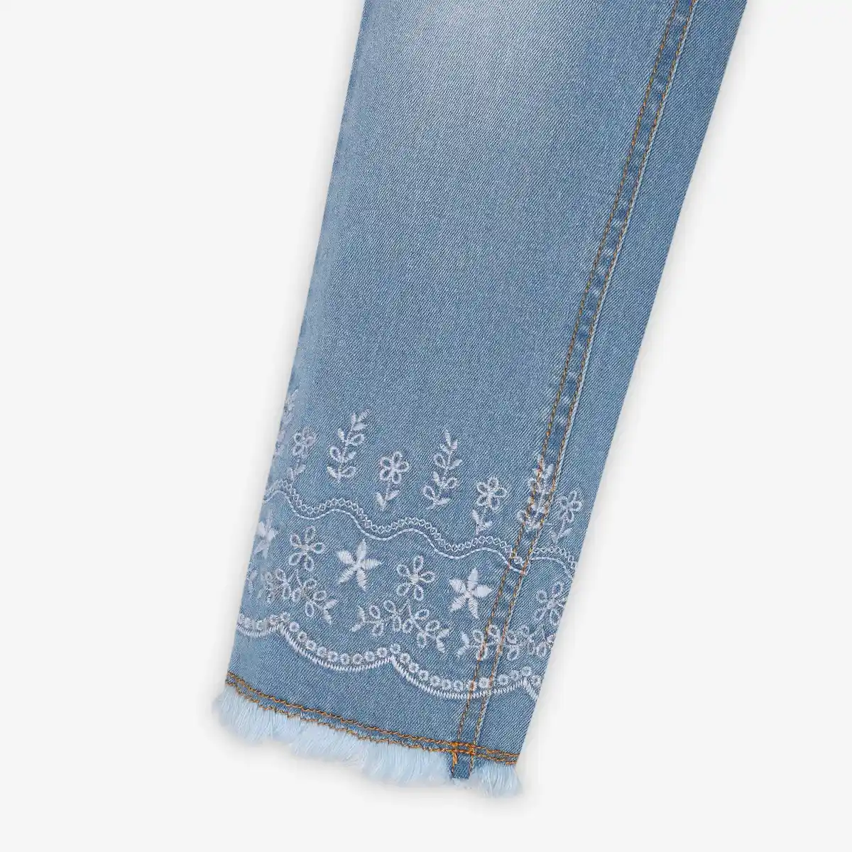 Girls Embroidered Denim Jeans - Blue