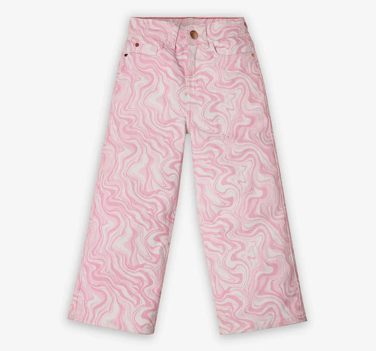 Girls Printed Denim Jeans - Pink