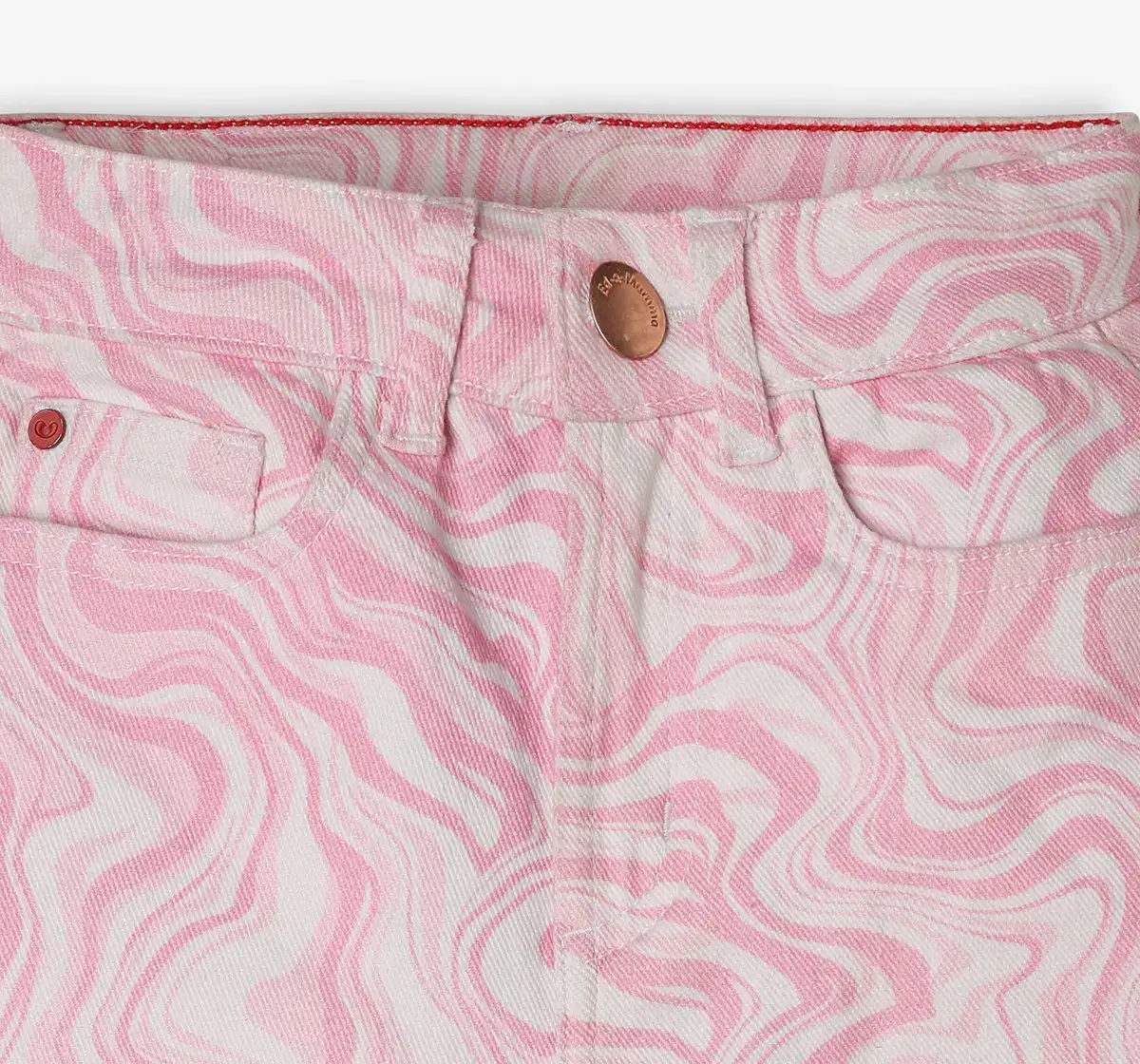 Girls Printed Denim Jeans - Pink
