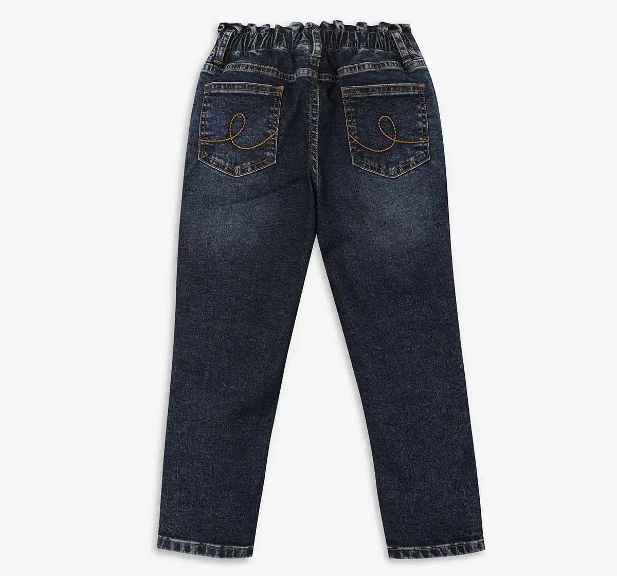 Girls Washed Denim Jeans - Dark Blue
