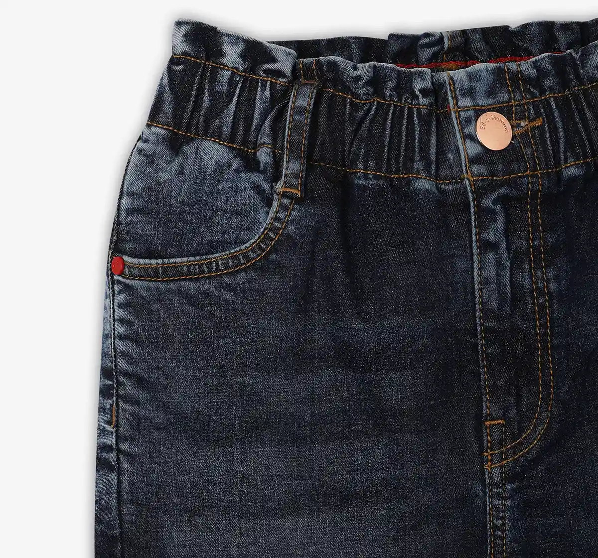 Girls Washed Denim Jeans - Dark Blue