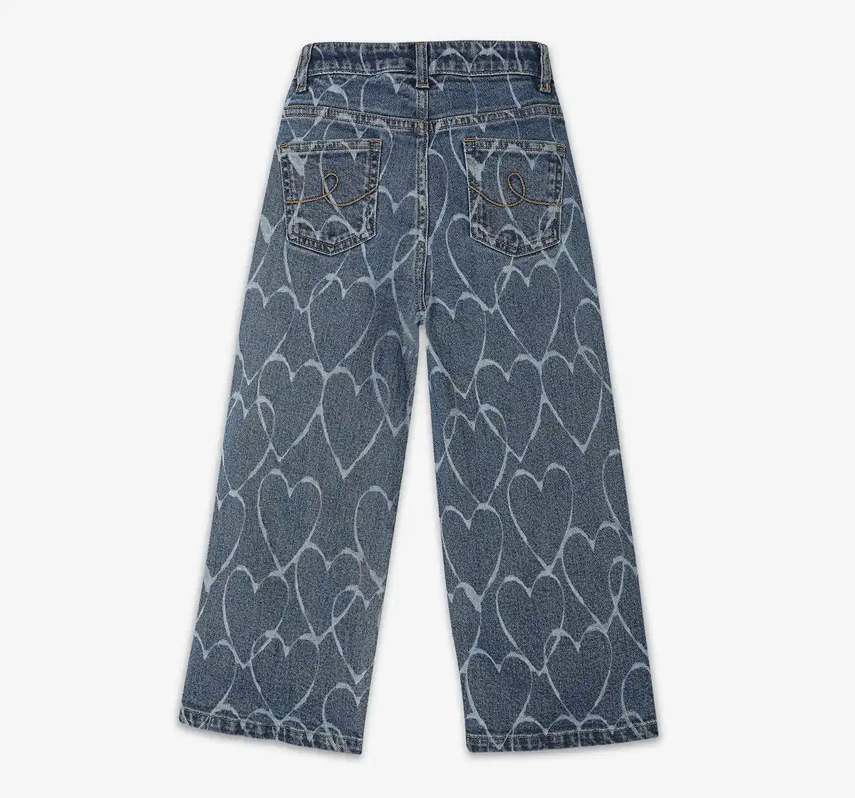 Girls Printed Denim Jeans - Mid Blue