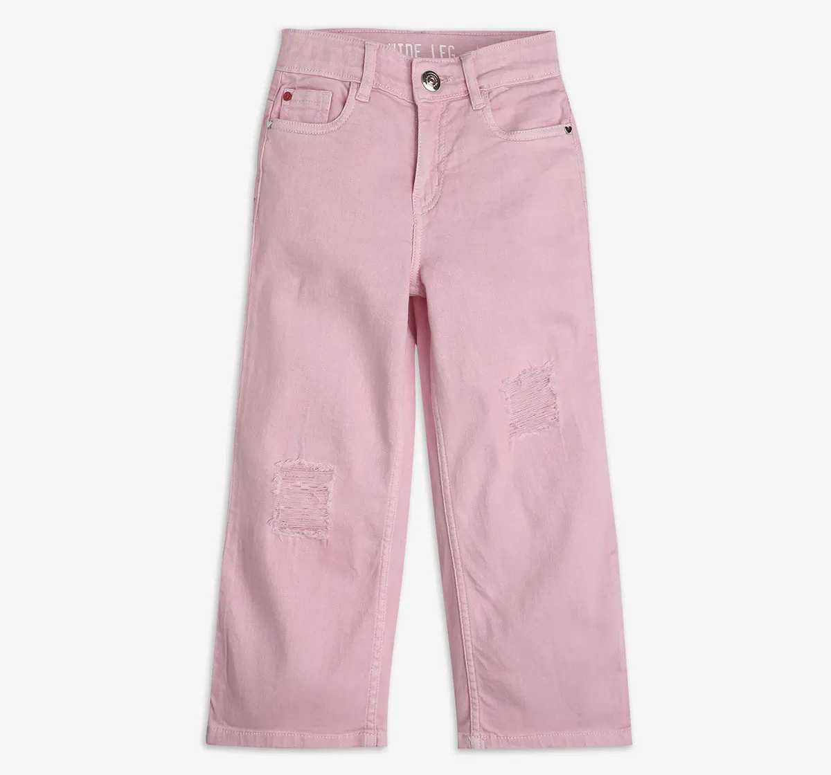 Girls Distressed Denim Jeans - Pink
