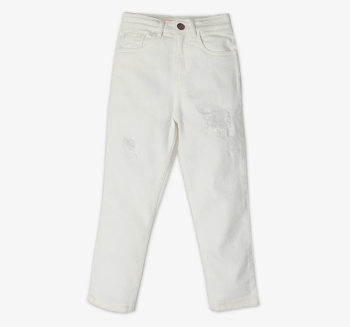 Girls Denim Mom Fit Jeans - Off White
