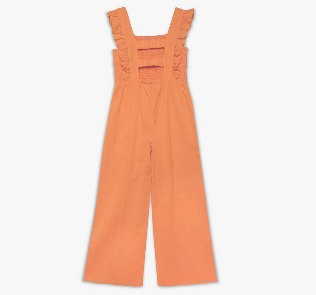 Girls Smocked Jumpsuit - Orange