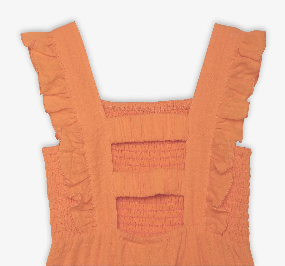 Girls Smocked Jumpsuit - Orange