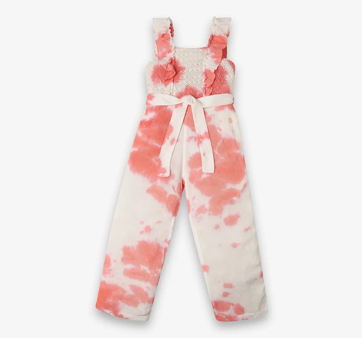 Girls 100% Cotton Tie-Dye Jumpsuit - Pink