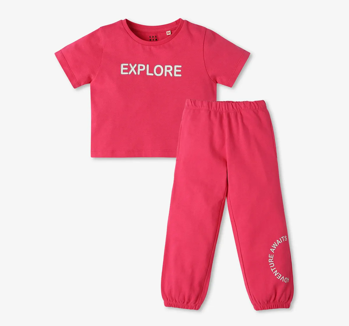 Girls 100% Cotton Co-Ord Set - Pink (Pack of 3)