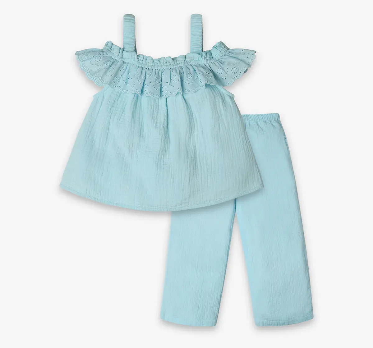 Girls 100% Cotton Co-Ord Set - Blue (Pack of 2)