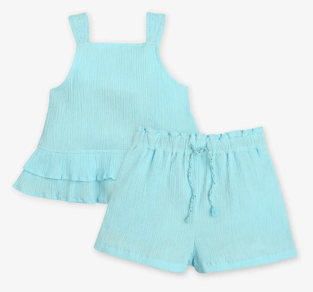 Girls Schiffli Clothing Set - Blue