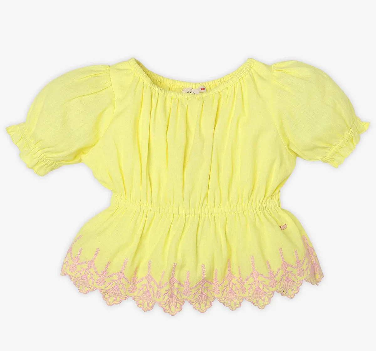 Girls Embroidered Co-Ord Set - Yellow