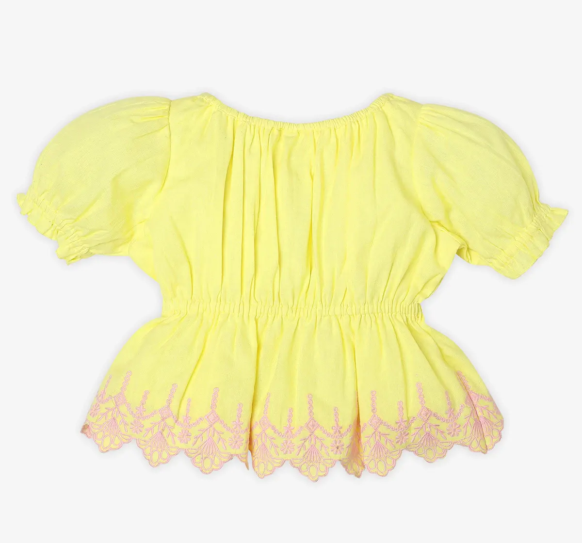 Girls Embroidered Co-Ord Set - Yellow
